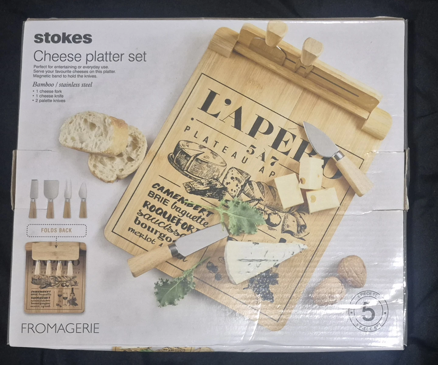 Stokes Cheese Platter Set with 4 Knives