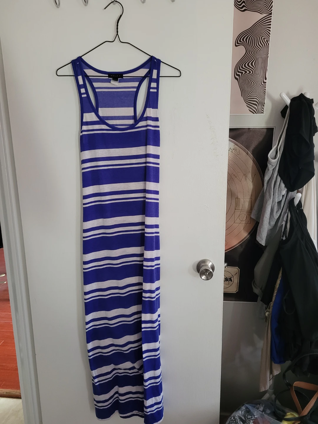 Blue and White Striped Maxi Dress