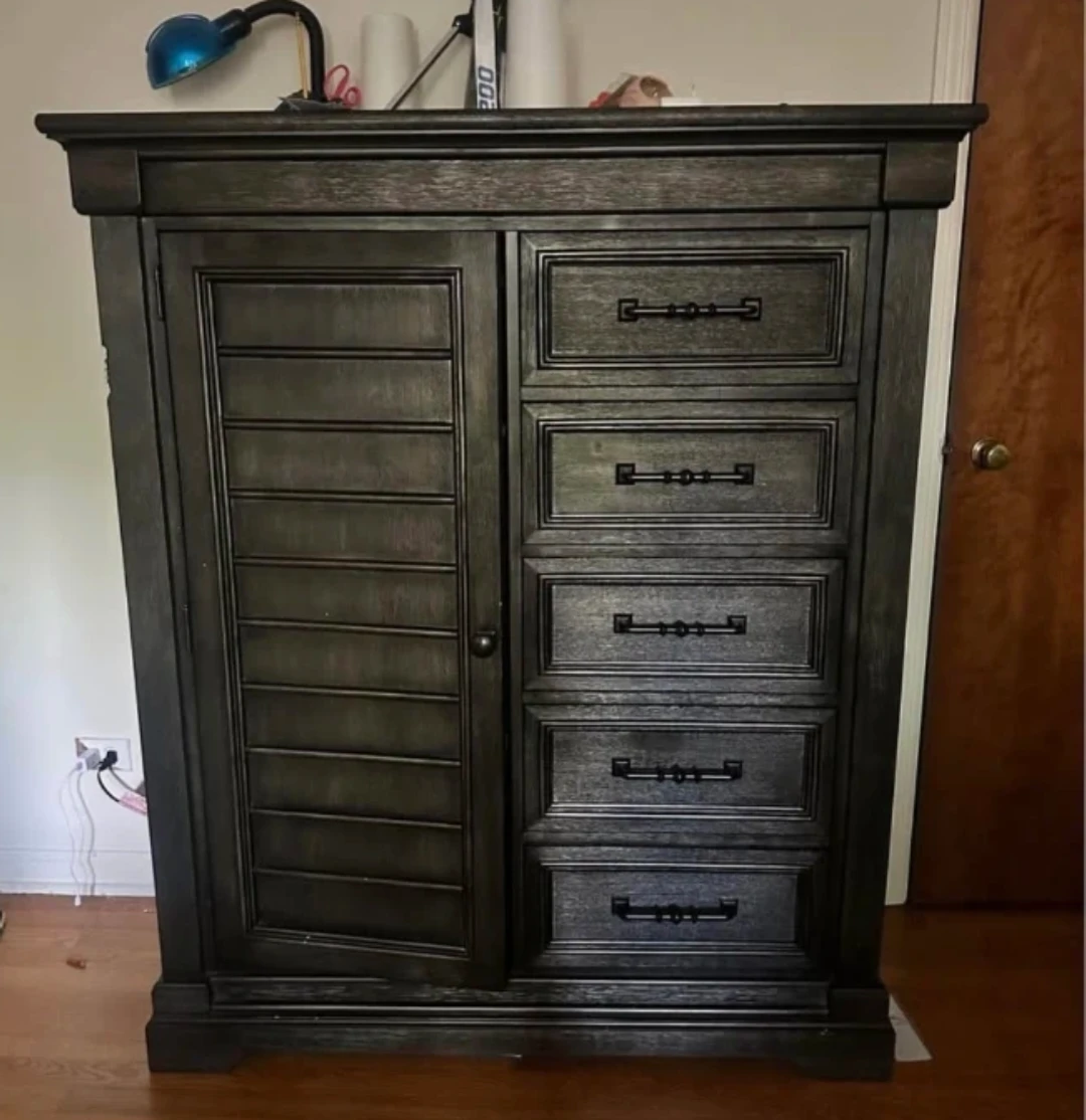 Dark Wood Armoire with Drawers