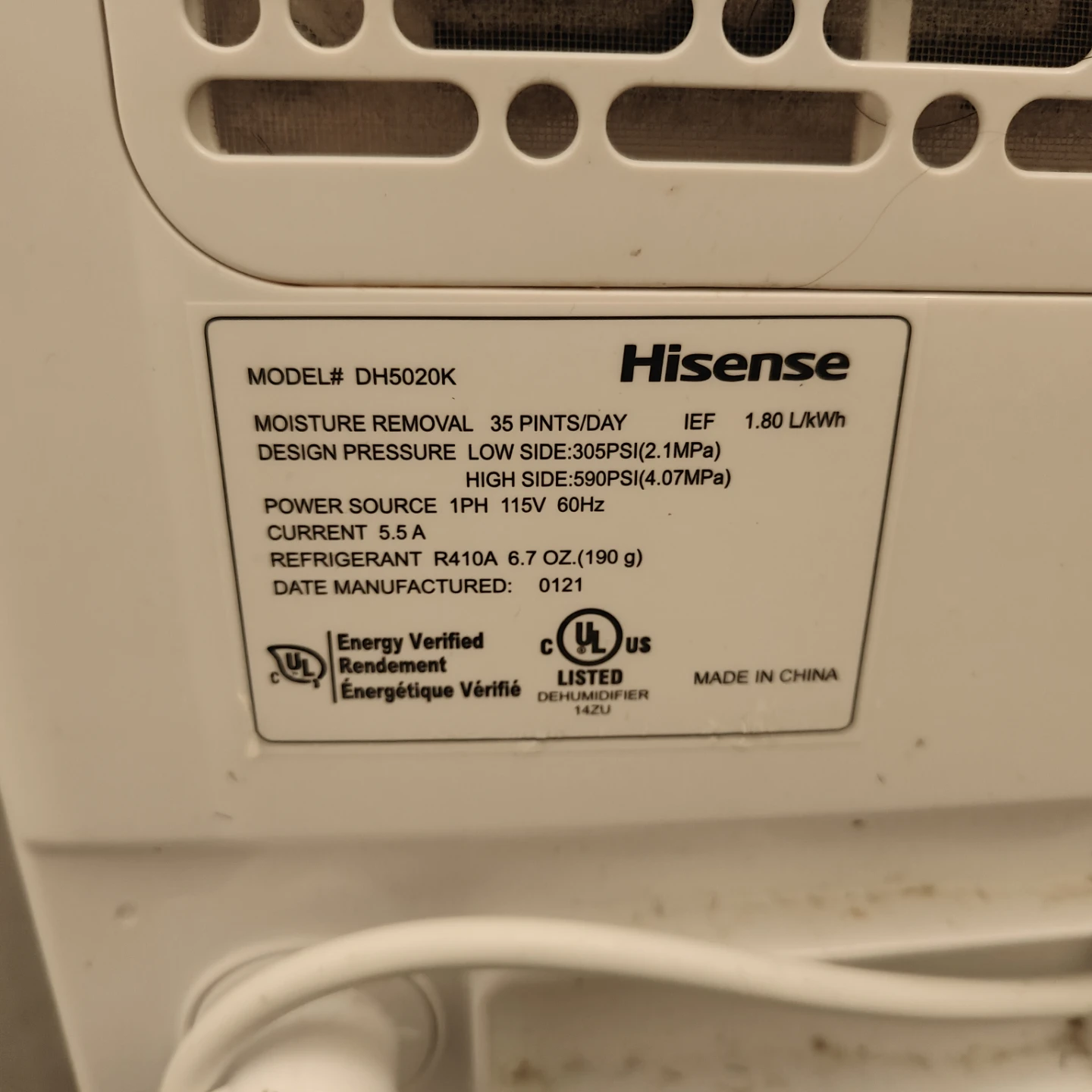 Hisense DH5020K Dehumidifier - photo 4