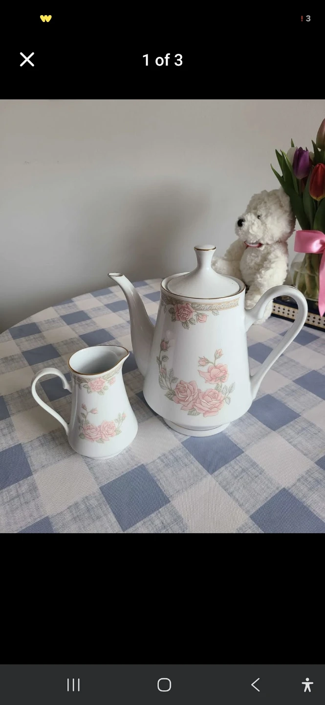 Vintage Rose Teapot and Creamer Set
