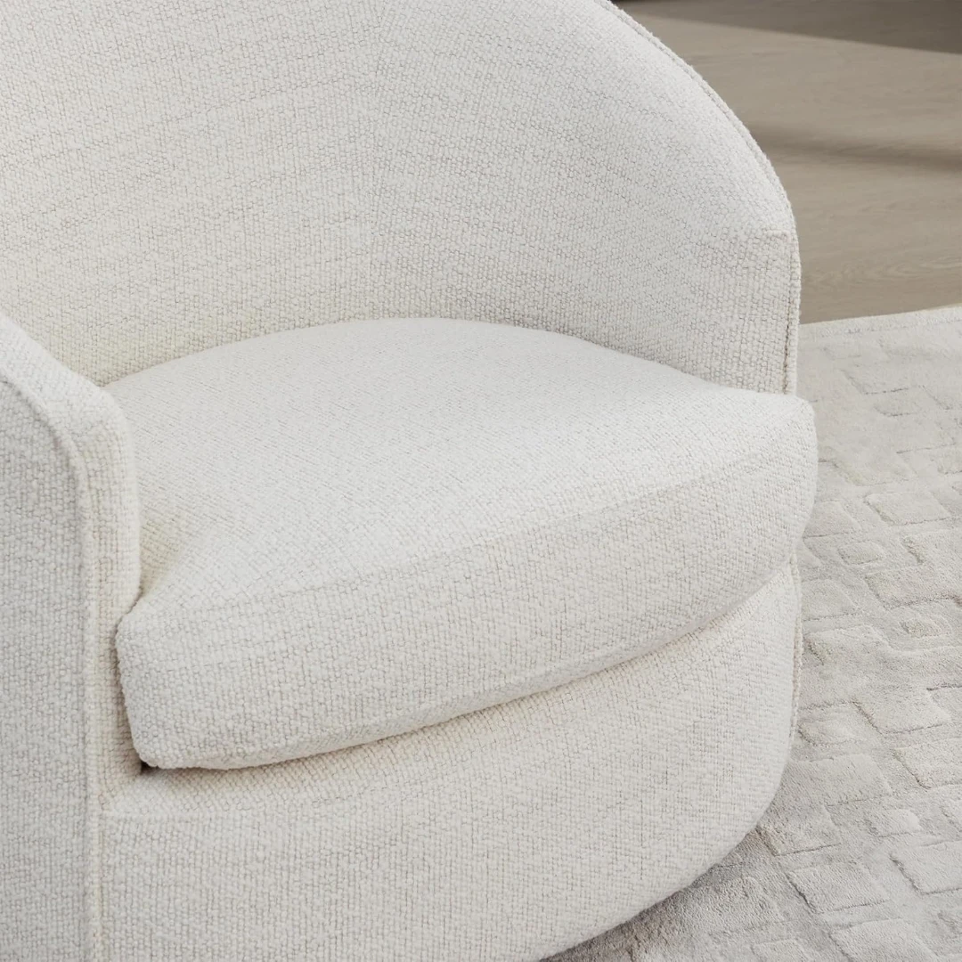 Cream Upholstered Swivel Armchair - photo 5
