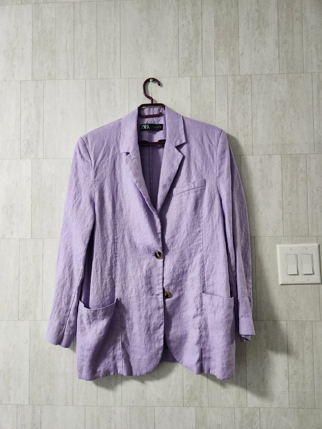 ZARA Linen Blend Blazer - Lavender - photo 2