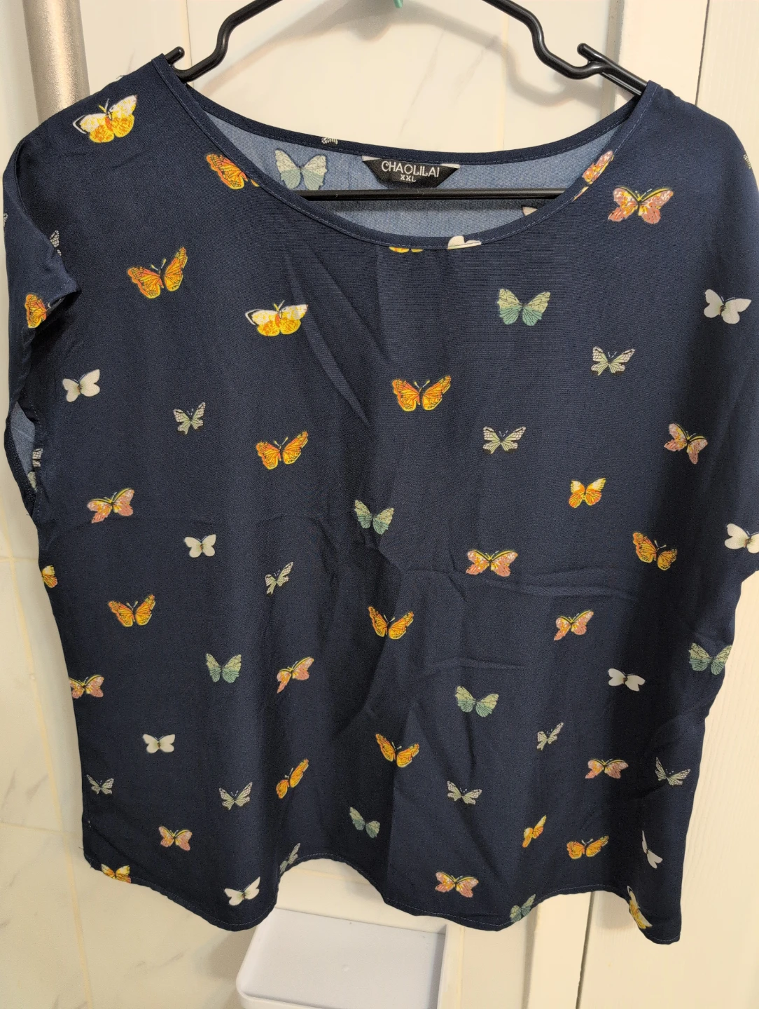 CHAOLILAI Navy Butterfly Print T-Shirt XXL