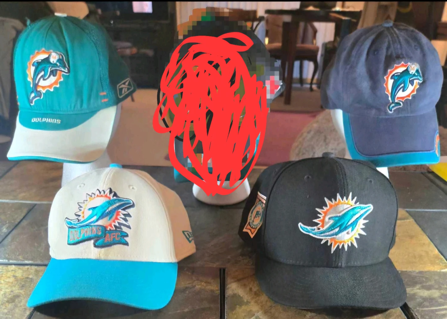 Miami Dolphins Hats, Caps. 4. Very Good to Like New condition.