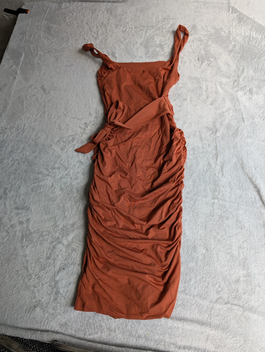 ⚽Kookai Rust Orange Ruched Midi Dress 2-4us - photo 2