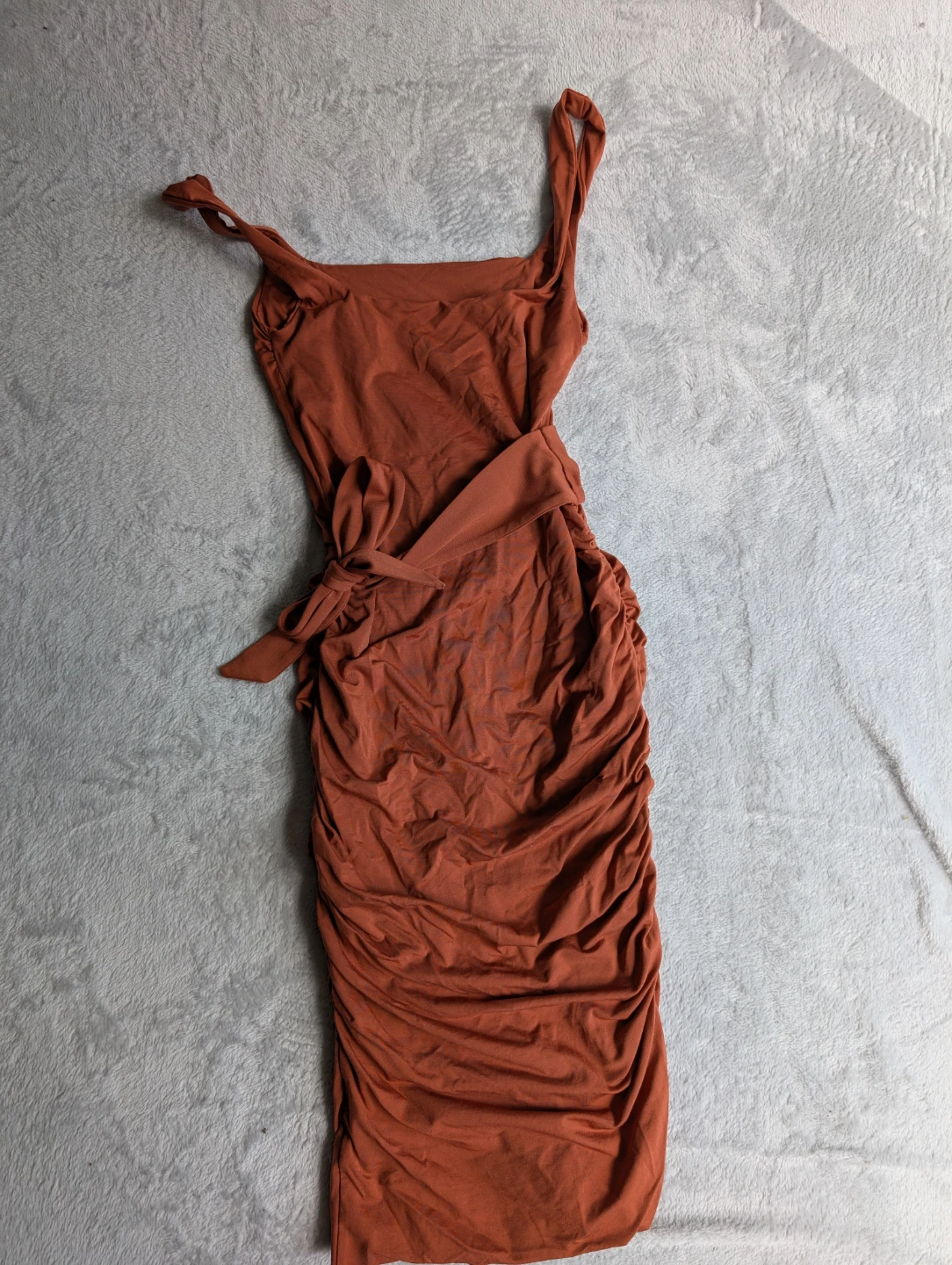⚽Kookai Rust Orange Ruched Midi Dress 2-4us - photo 4