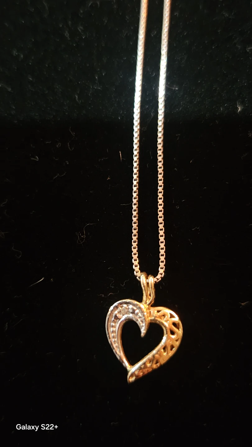 Made in italy 10k white gold box chain with 10k heart - photo 4