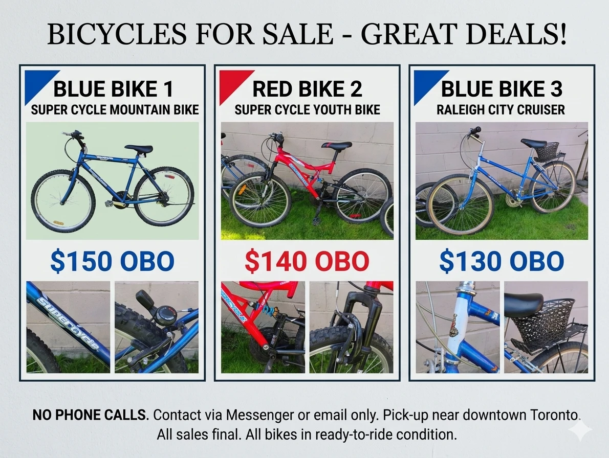 Mountain and Riding Adult bikes