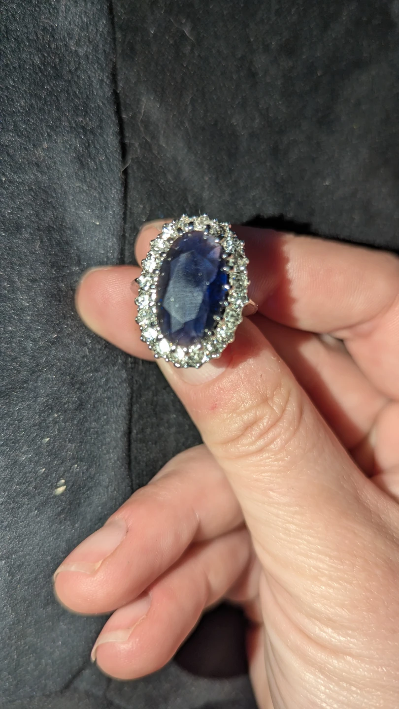 Costume Jewellery Oval Blue Gemstone Ring - photo 5