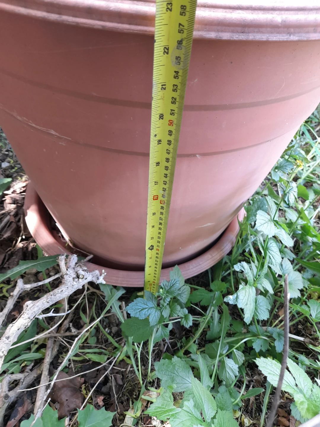 Large Brown Planter Pot with Saucer