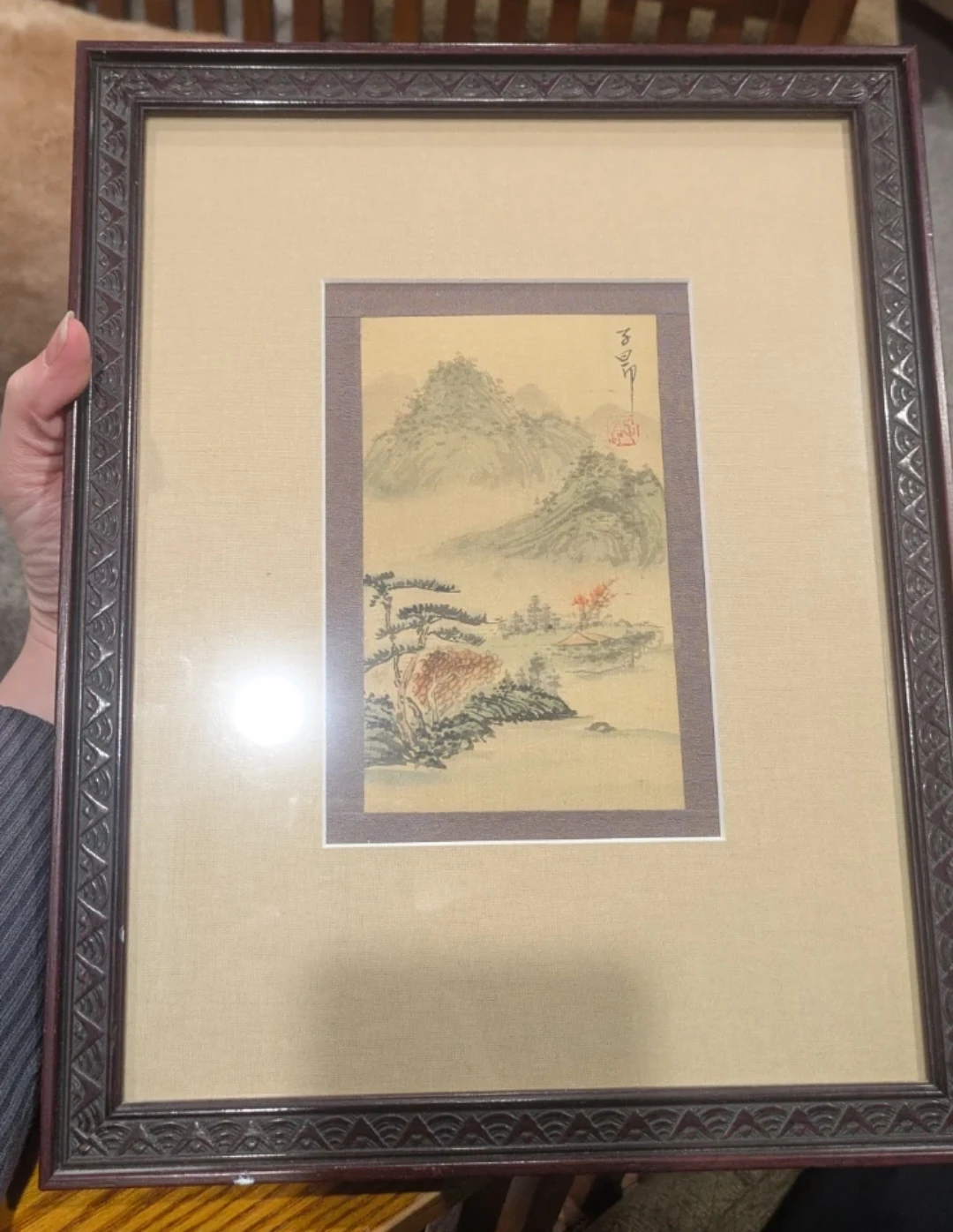 Framed Silk Landscape Painting