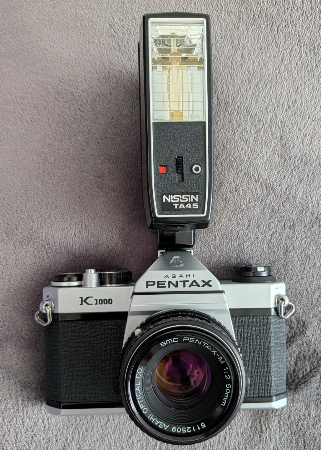 Pentax K1000 35mm Film Camera with Nissen TA45 Flash - photo 2