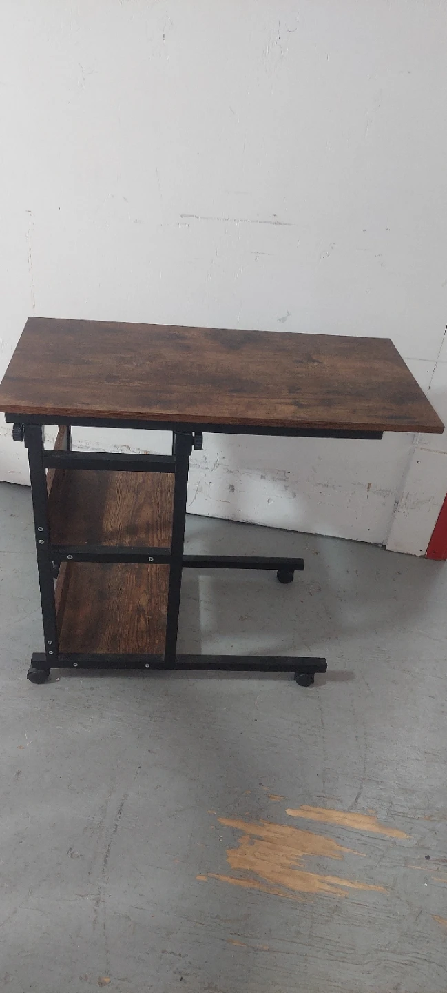 Adjustable Rolling Desk with Shelves