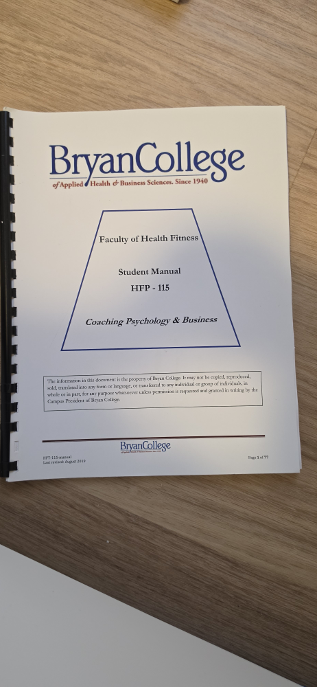 Bryan College Student Manuals - Health Fitness Faculty