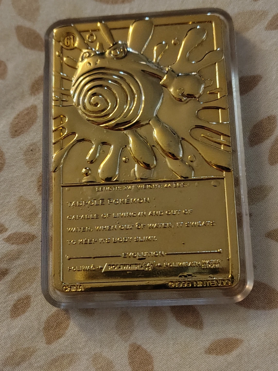 Nintendo Pokémon Poliwhirl Gold Bar 1999 - photo 2