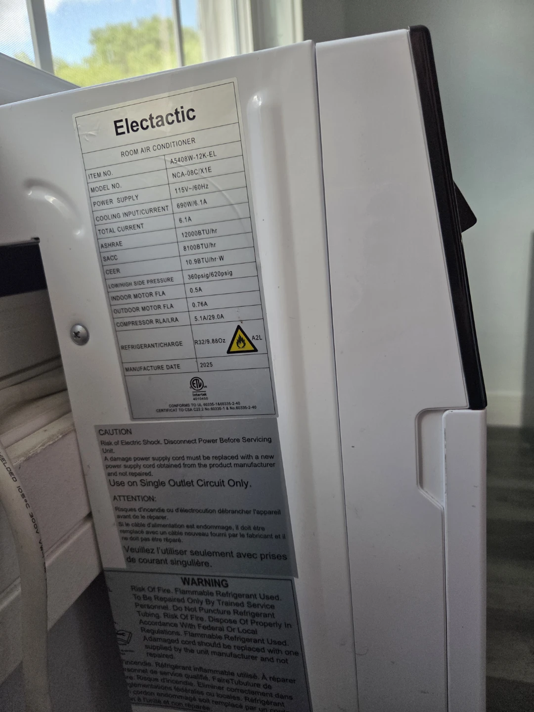 Electactic Room Air Conditioner NCA-09C/X1E - photo 5