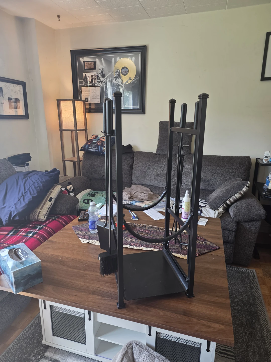 Black Metal Fireplace Tool Set with Stand - photo 3