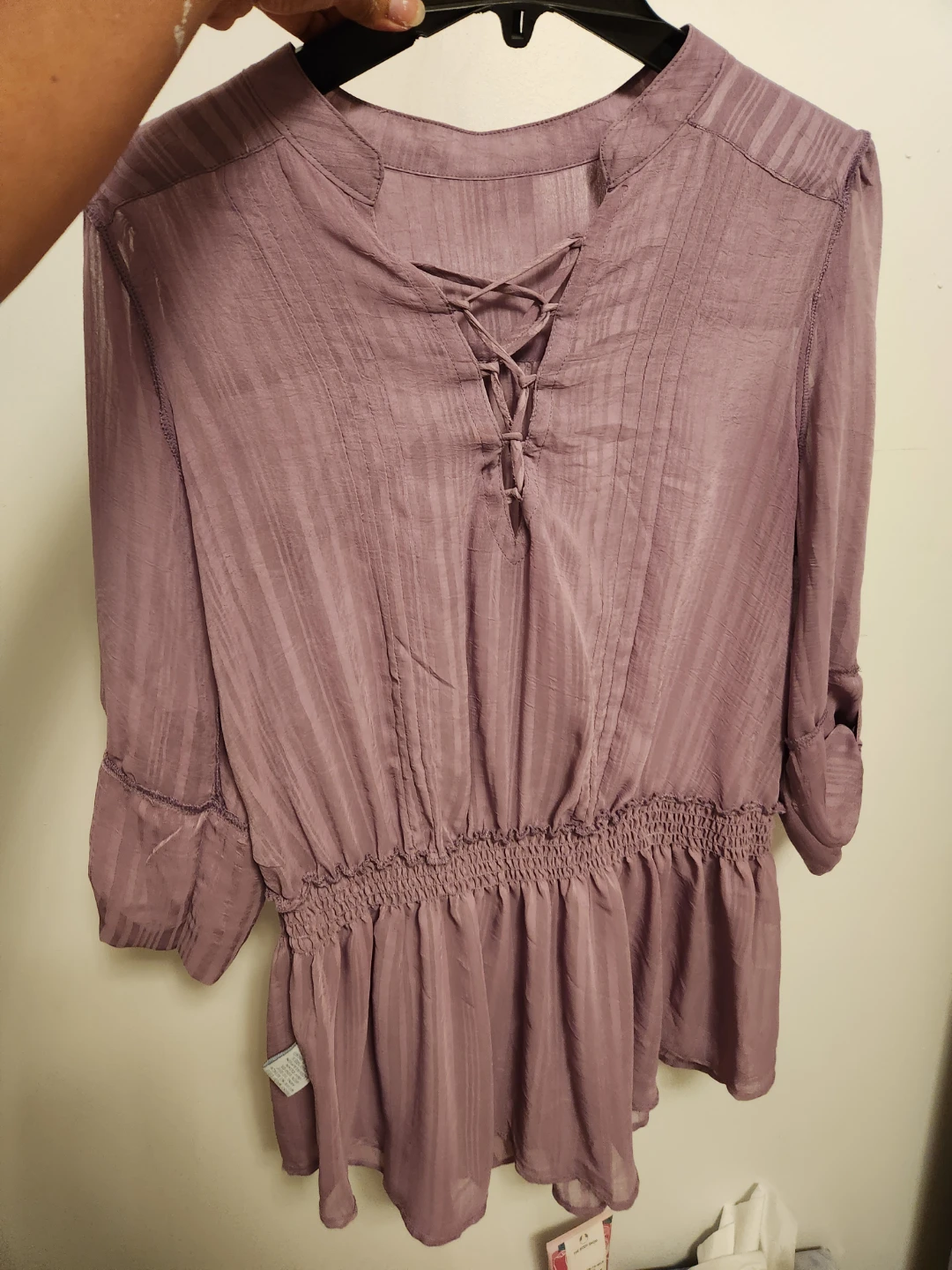 Suzy Shier Purple Lace-Up Peplum Blouse with tag ⚽