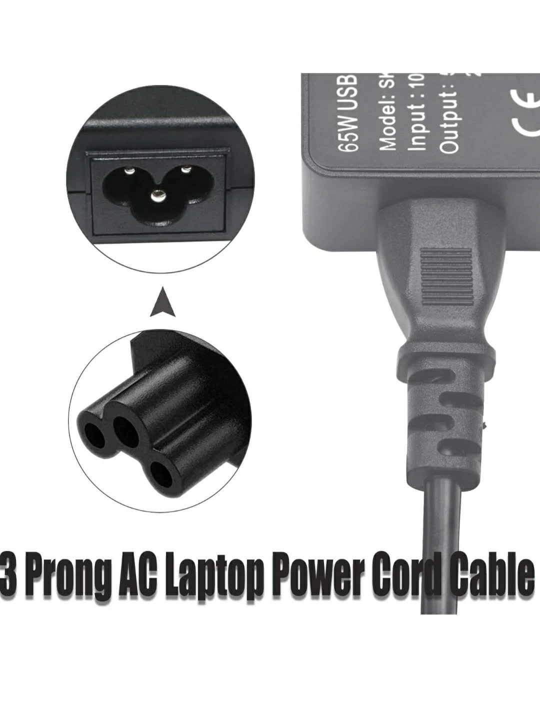 3 Prong AC Laptop Power Cord Cable - photo 2