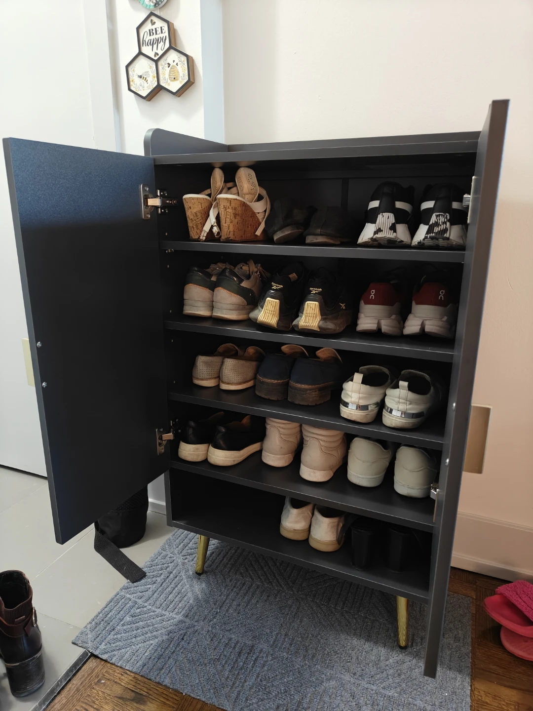 Grey and gold shoe cabinet - photo 2