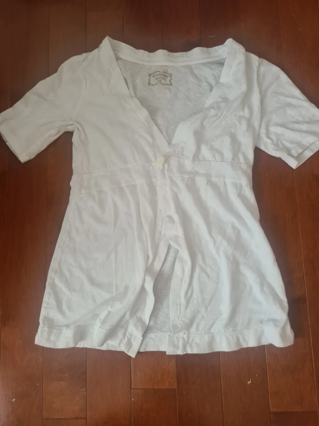 Motherhood Maternity White Short Sleeve V-Neck Top
