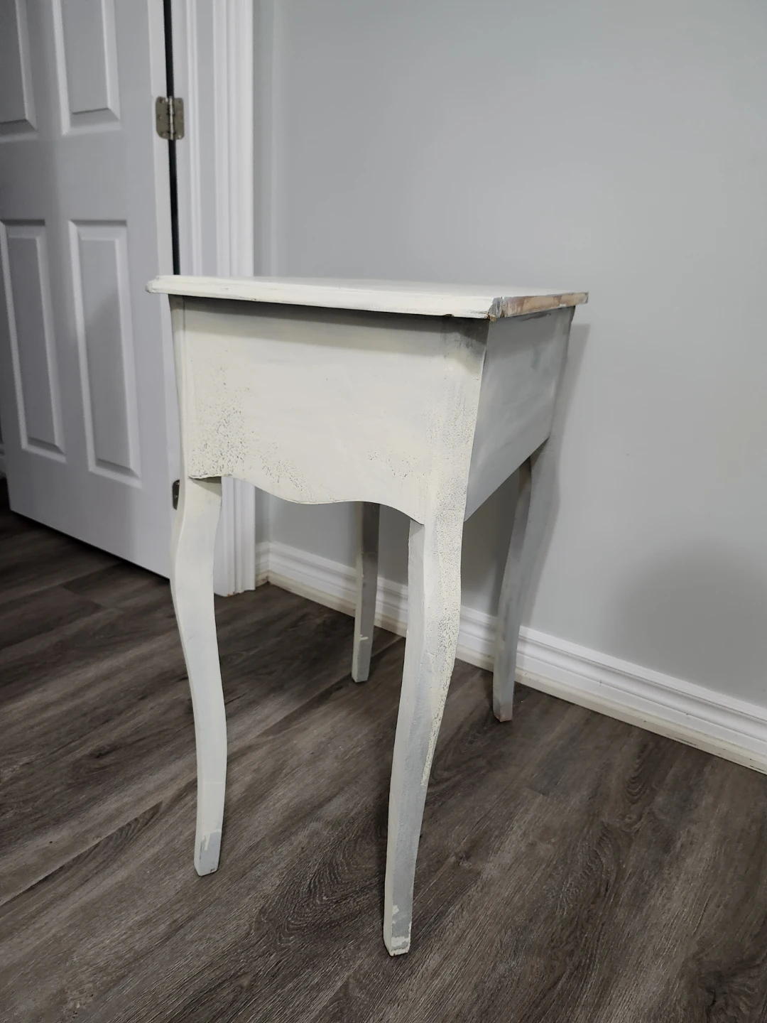 White wooden Table with Drawer - photo 2