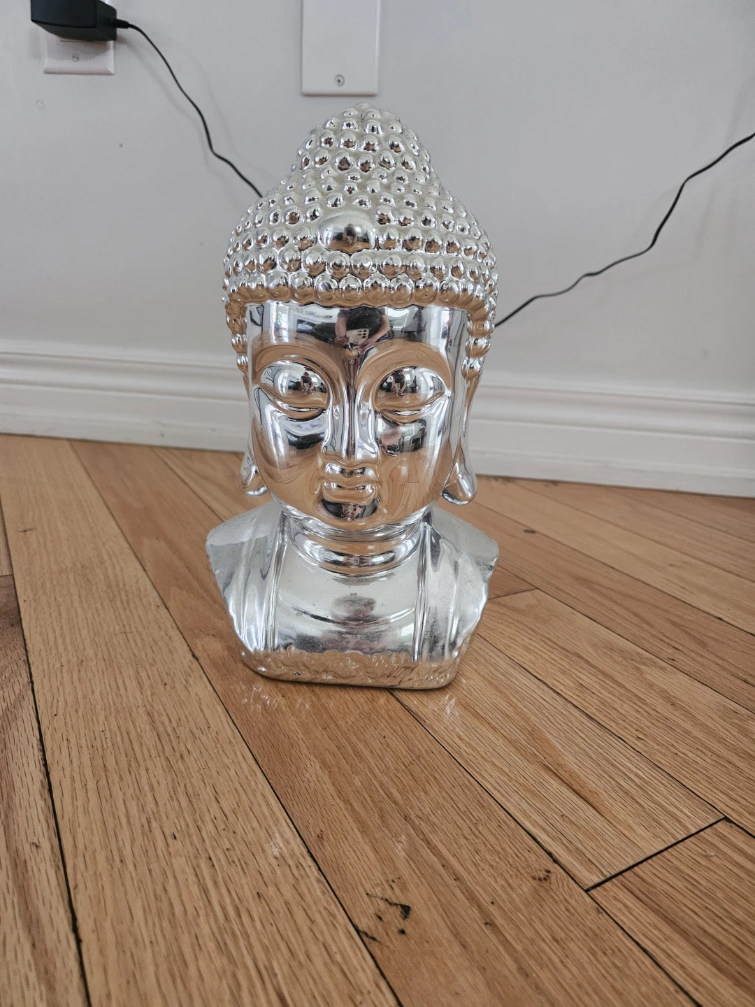 Silver Buddha Bust Figurine