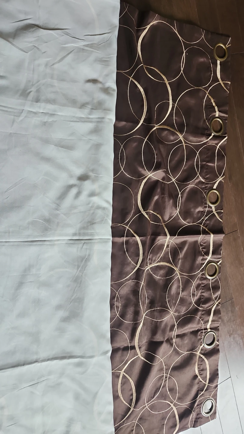 Modern Geometric Grommet Curtain Panel – Brown & Cream