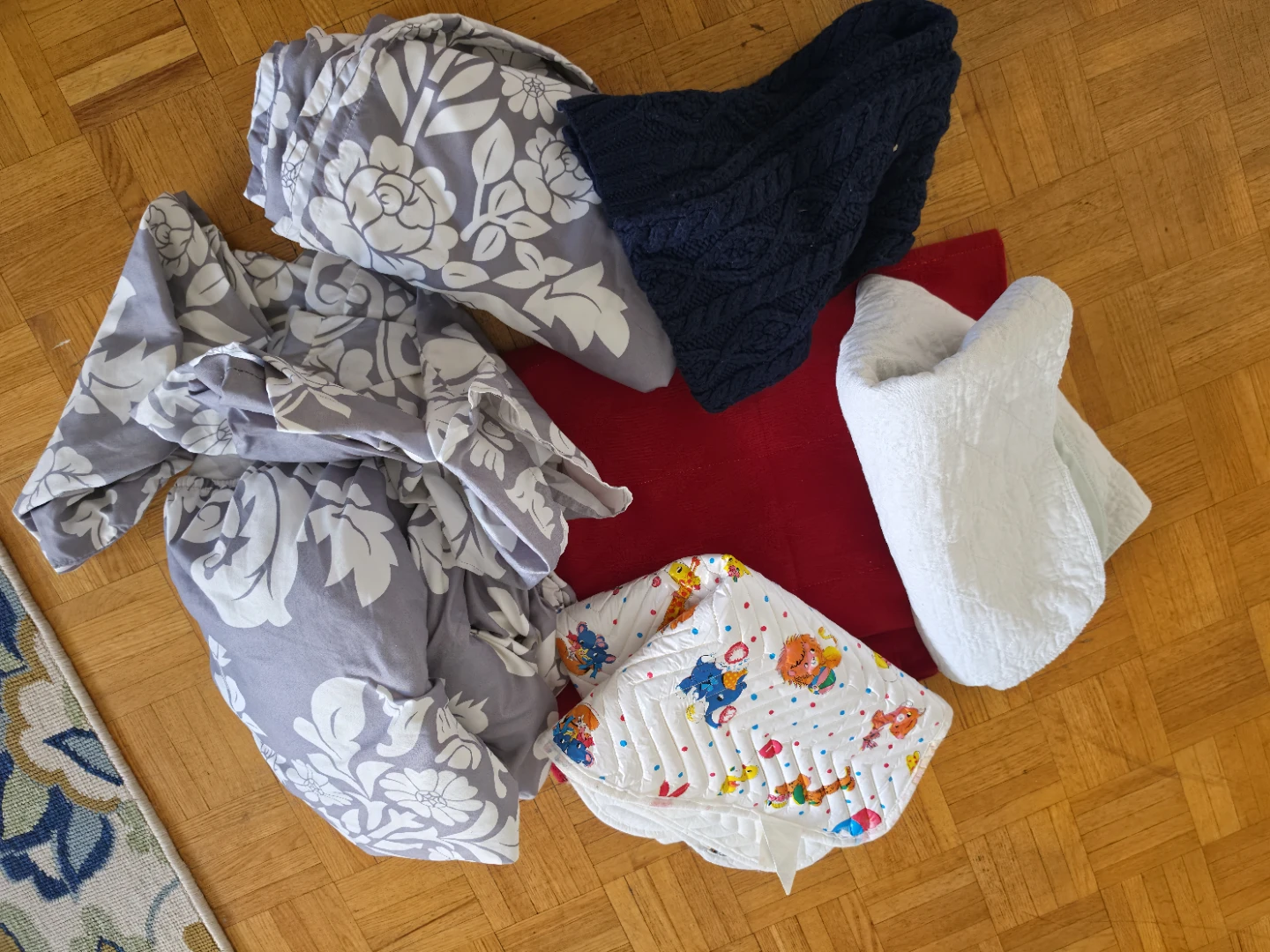 Baby changing pad and scarf and bed sheets