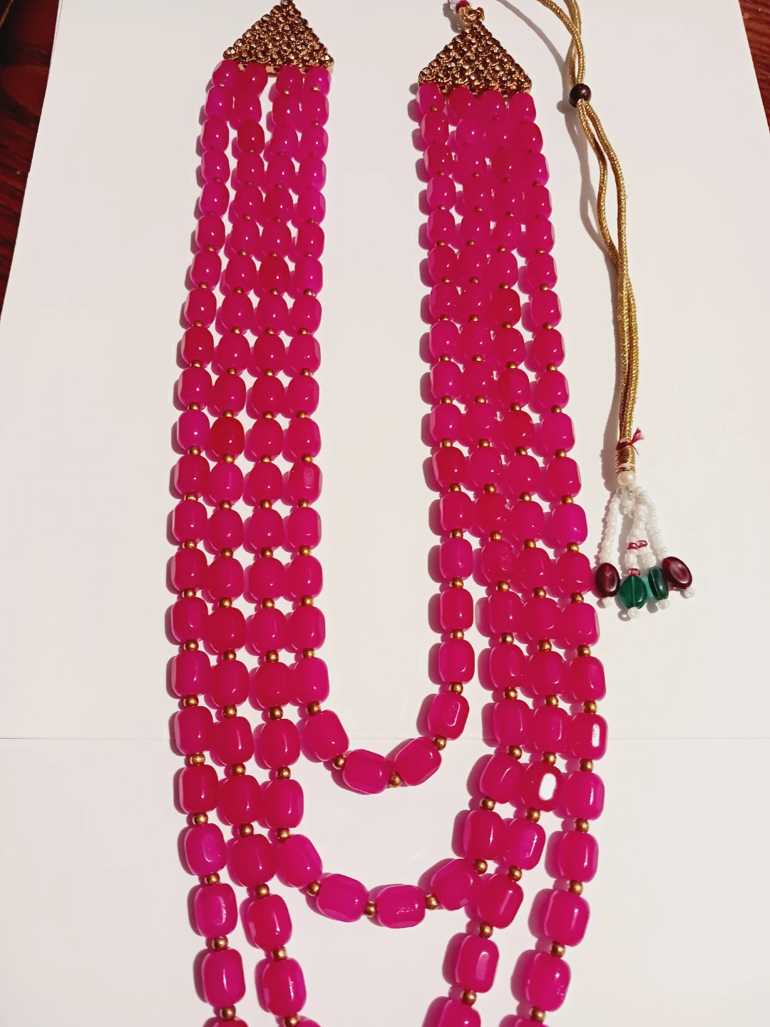 Gorgeous Pink Long Beaded Necklace