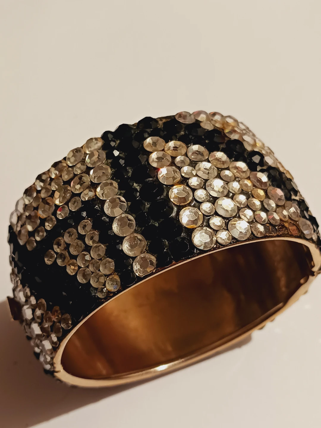 Sparkly Black and Clear Rhinestone Bangle Bracelet - photo 3