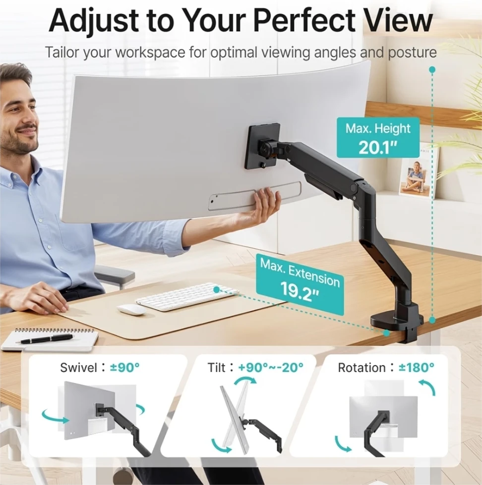 Gas Spring Monitor Mount for 17-49 Inch Screens with USB - photo 4