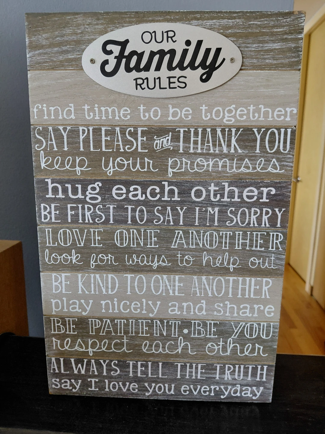 Our Family Rules Wooden Sign