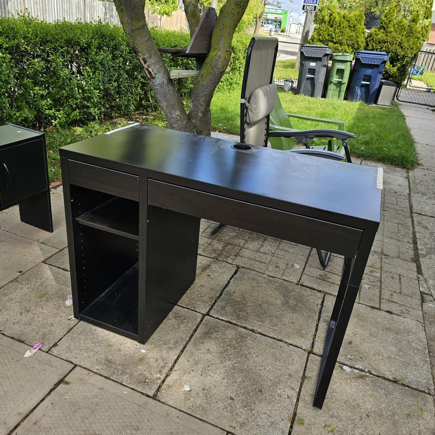 Dark Brown Work Desk with Drawer and Shelving