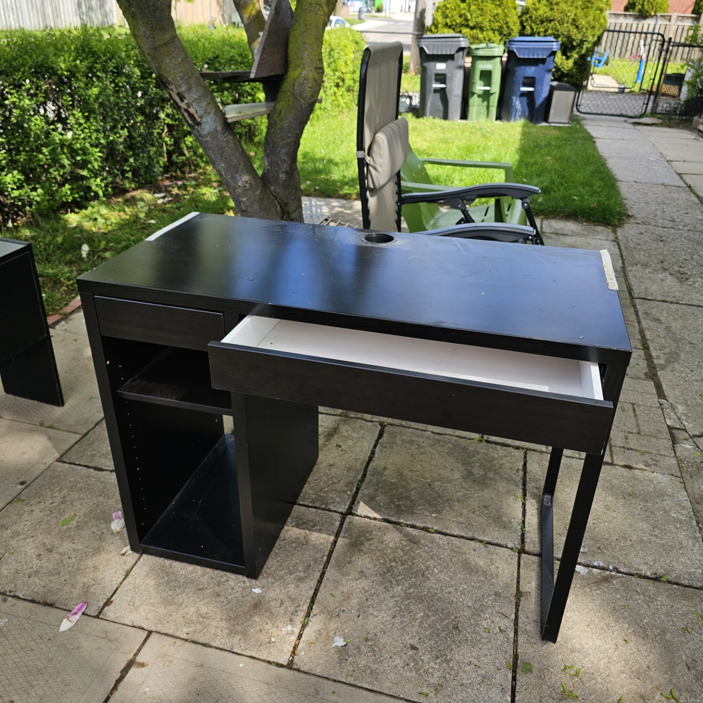 Dark Brown Work Desk with Drawer and Shelving - photo 4