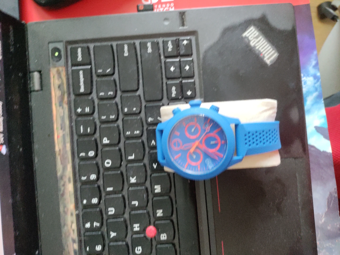Blue and Red Chronograph Watch