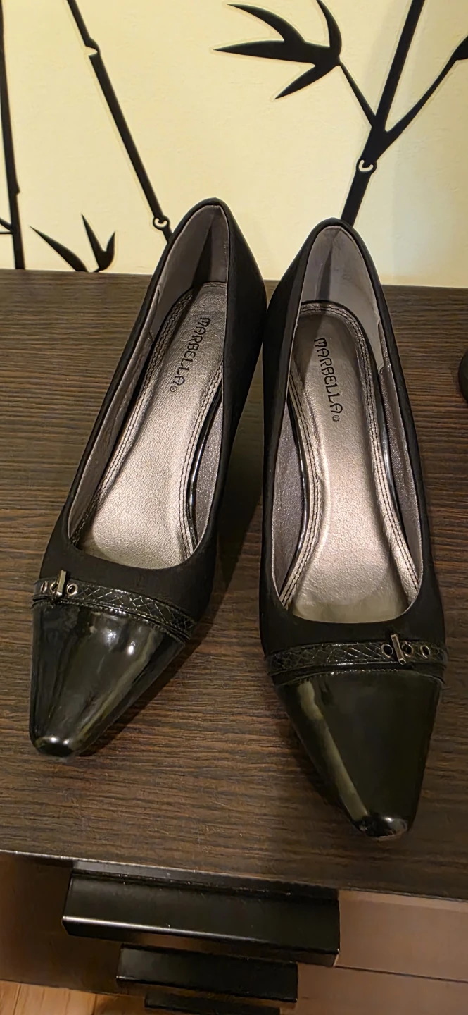 Marbella Black Patent & Suede Heels