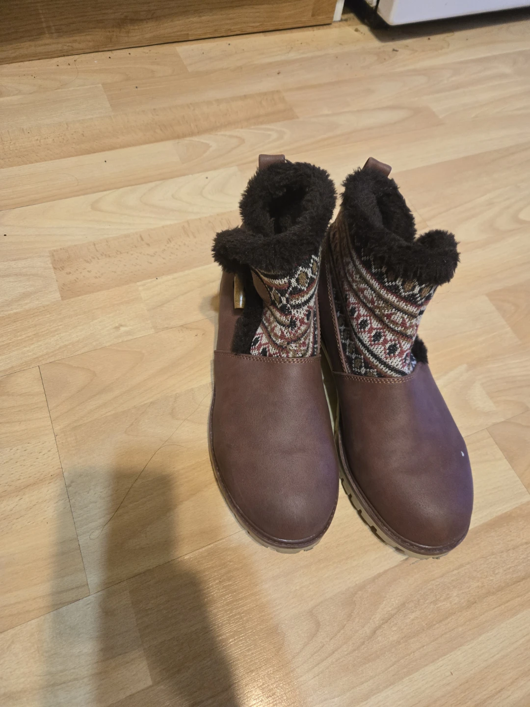 Dark red Faux Fur Lined Ankle Boots ⚽