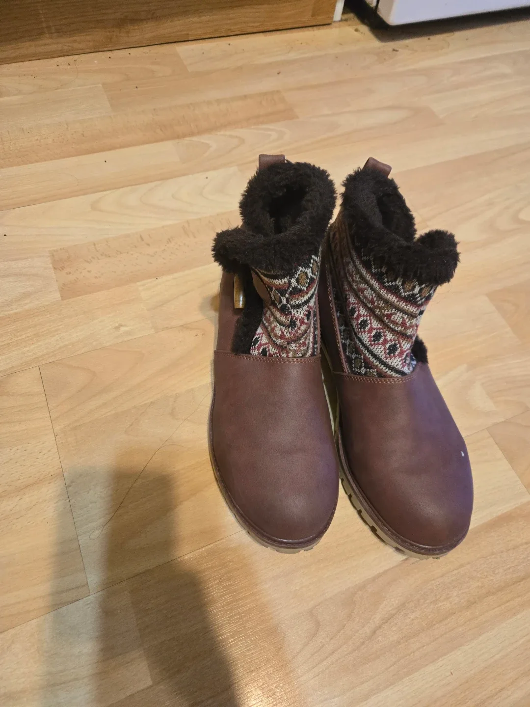 Dark red Faux Fur Lined Ankle Boots ⚽