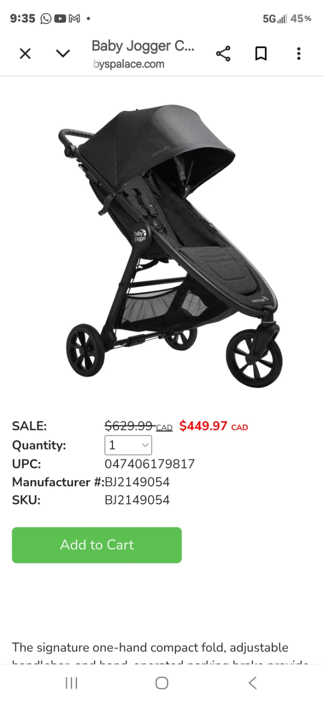 Baby jogger mini G2 stroller