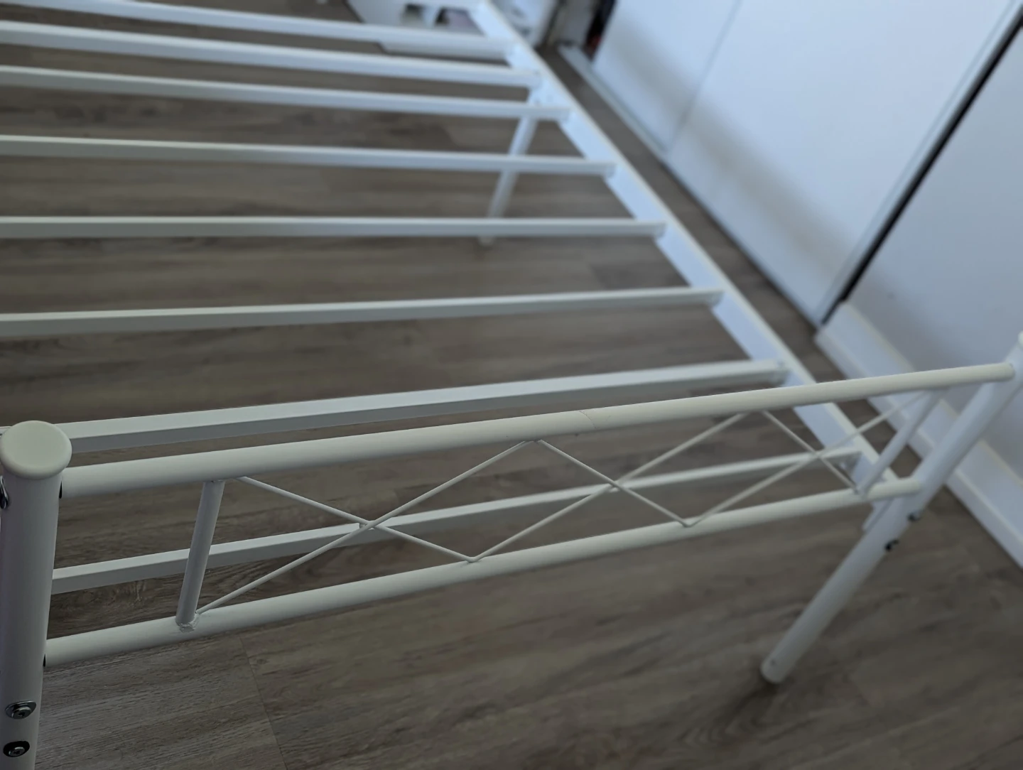 White Metal Bed Frame with Mattress