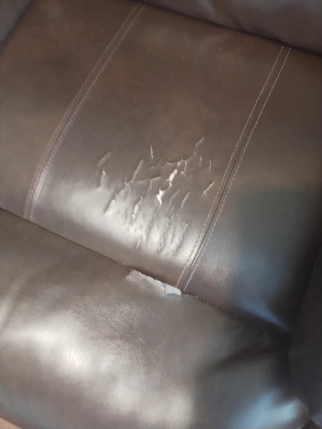 Brown Leather Loveseat Recliner with Cup Holders - photo 4