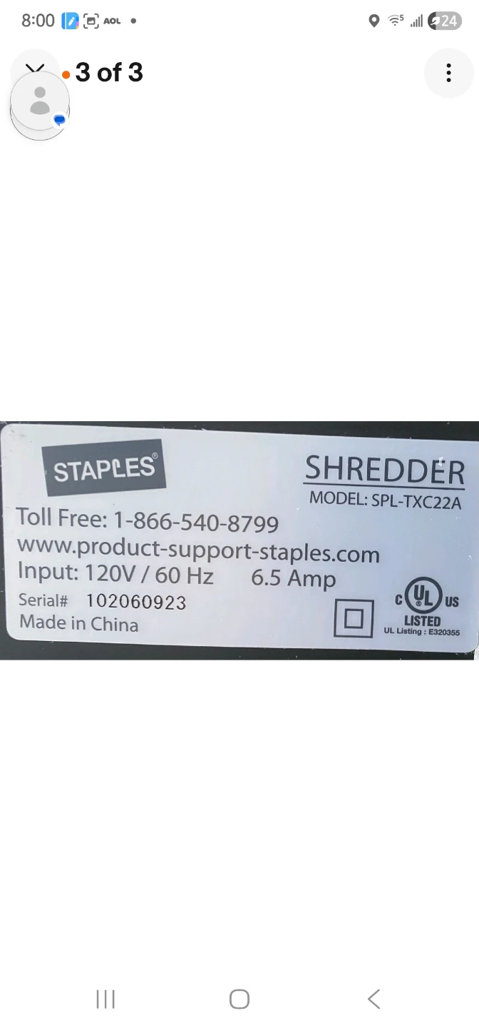 Staples 22-Sheet Shredder SPL-TXC22A - photo 2