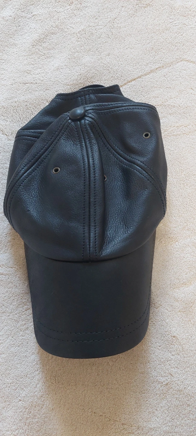 Black Leather Baseball Cap