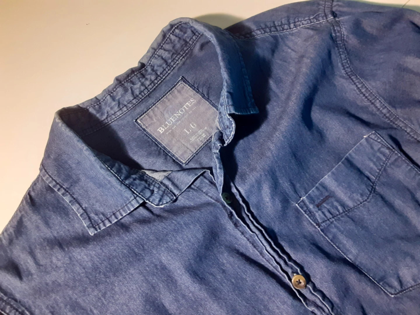 Denim Style Long Sleeve Shirt | Bluenotes - 100% Cotton - S: L/G
