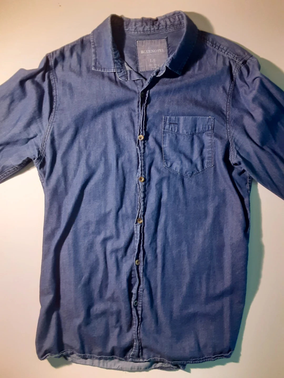 Denim Style Long Sleeve Shirt | Bluenotes - 100% Cotton - S: L/G - photo 2