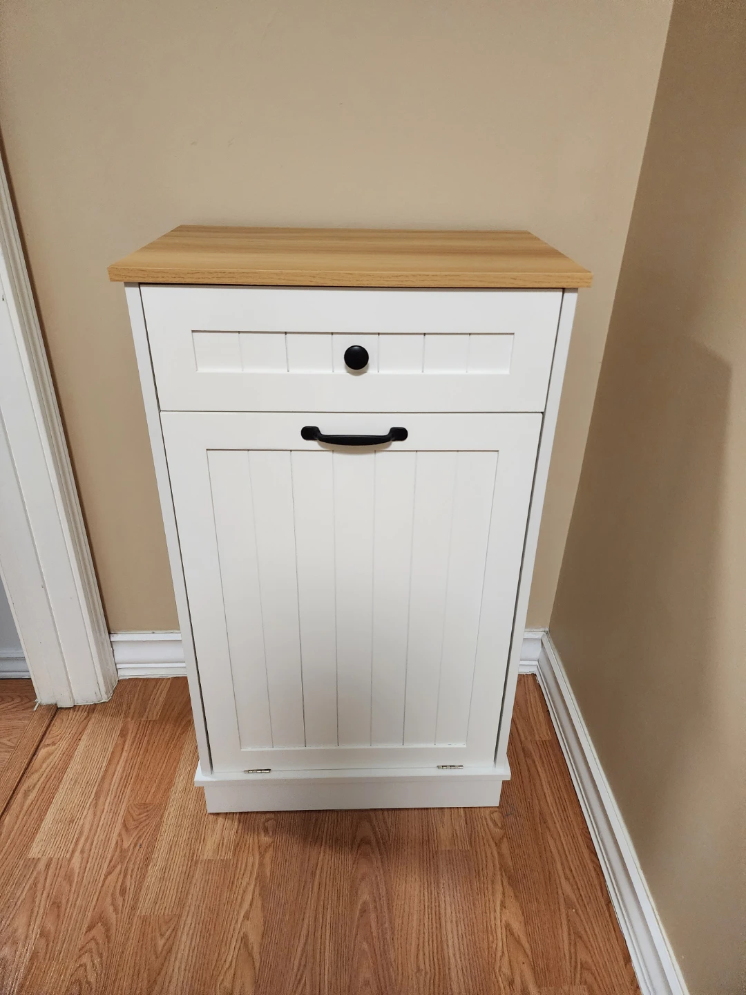 White Laundry Hamper Cabinet with Drawer