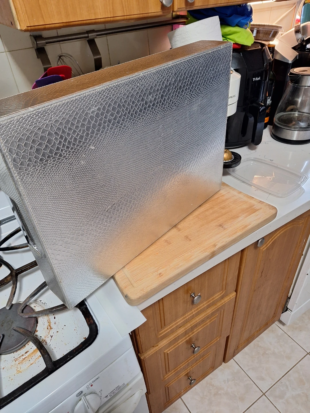 Silver Embossed Serving Tray with Handles - photo 4