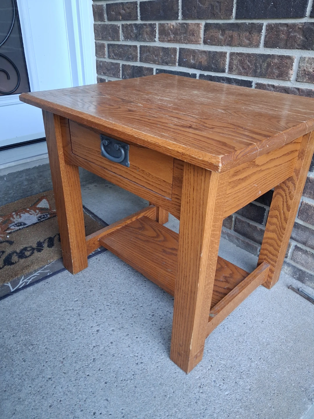 Solid Oak End Table or Bedside Table with Drawer